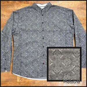 JB Holt Athletic Fit Men's Long Sleeve Button Up Shirt XXL Gray/Black